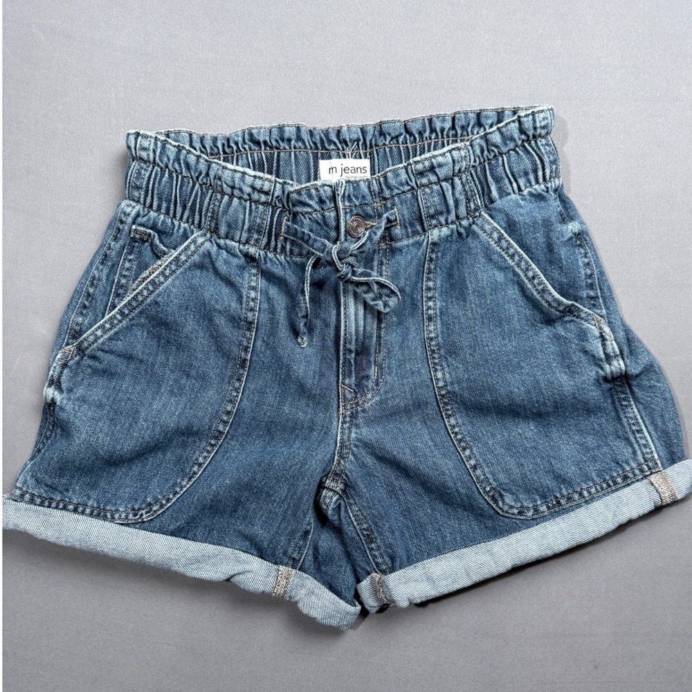 M Jeans by Maurices Womens Blue Denim High Waist Cuffed Shorts Size‎ 2
